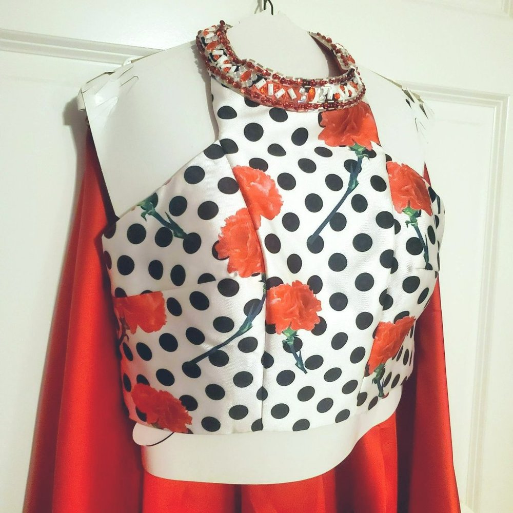 Temptation Red, Black, White and Green 2pc Dress Size 12 Pageant/Prom/Dance/Spec - Picture 2 of 7